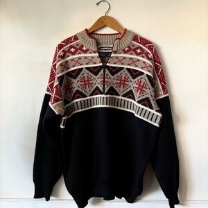Obermeyer Black and Red Quarter Zip-Up Sweater